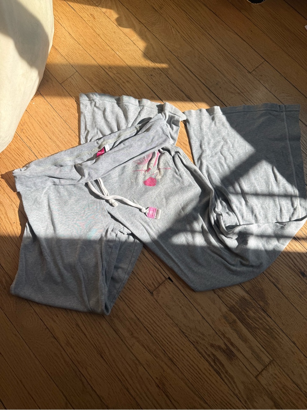 PINK Victoria's Secret Gray Sweatpants with Pink Drawstring Detail